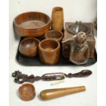 A selection of carved wood wares.