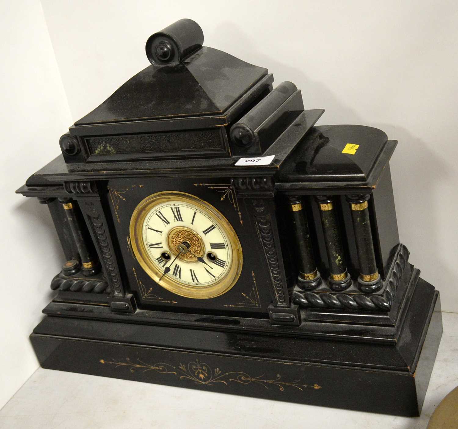 A 19th Century style German ebonised wood mantel clock. - Image 2 of 3