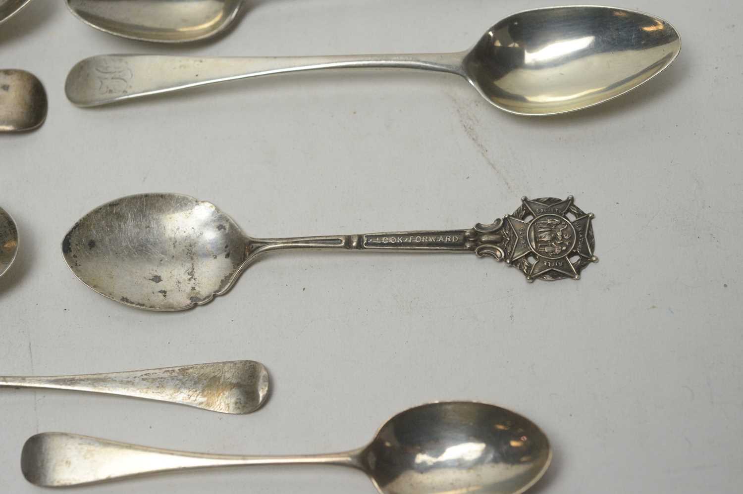 A cased silver set of six teaspoons and tongs; and other spoons - Image 2 of 4