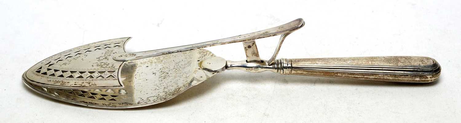 A George III silver fish slice,