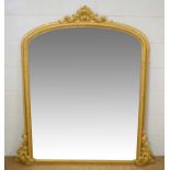 A late Victorian gilt over mantel mirror