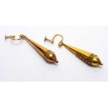 A pair of Victorian 9ct yellow gold hollow cast drop earrings,