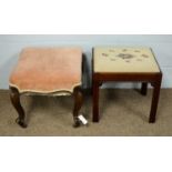 Victorian square stool; and a Georgian-style stool.