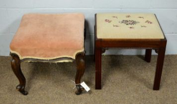 Victorian square stool; and a Georgian-style stool.