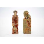 Two Chinese carved soapstone table seals.