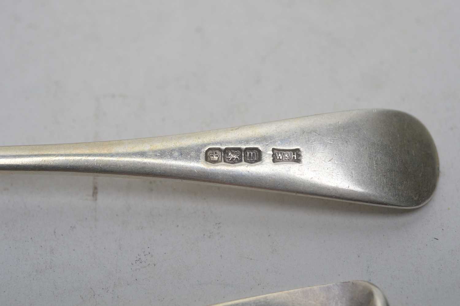 Five silver dessert spoons and a fork, - Image 5 of 5