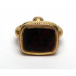 A 19th Century 9ct yellow gold fob seal with bloodstone matrix,