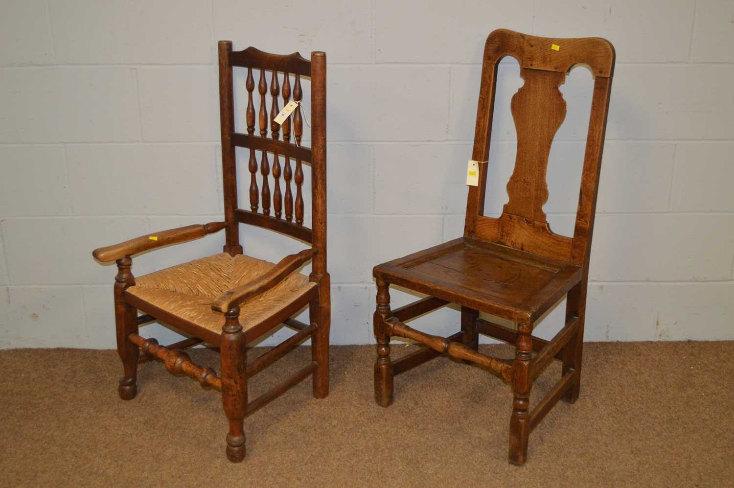 An oak rush seated occasional armchair, and another. - Image 2 of 3