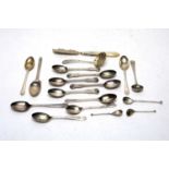 A selection of silver tea and coffee spoons, and a butter knife