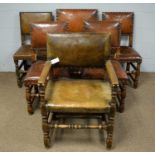 A Harlequin set of six Carolean style dining chairs.