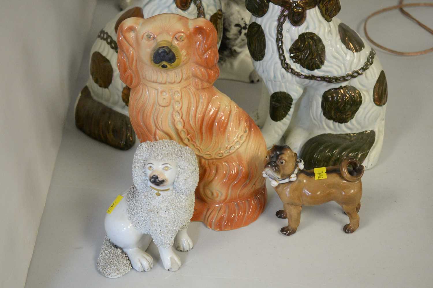 A pair of Staffordshire black and white Wally/hearth dogs. - Image 2 of 5
