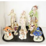 A pair of Derby figures; and other ceramics, various.