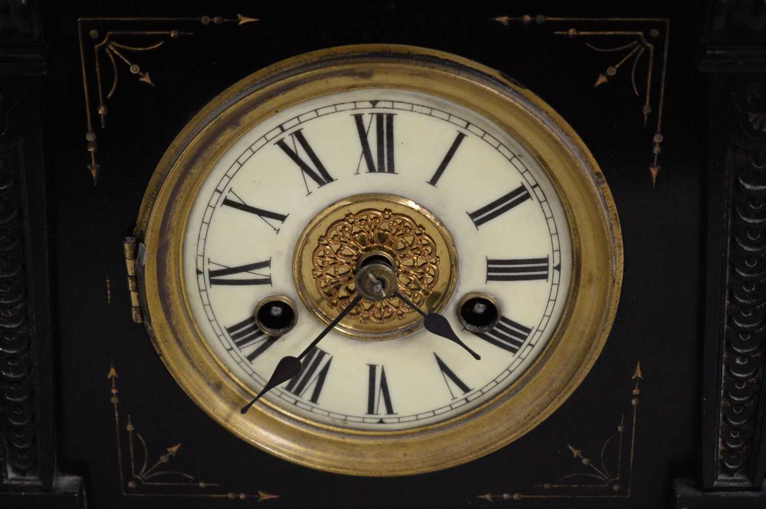 A 19th Century style German ebonised wood mantel clock. - Image 3 of 3