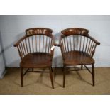 Two early 20th Century spindle back smoker's chairs.