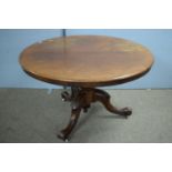 A Victorian mahogany tilt-action breakfast table.