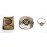 A Scottish silver and quartz brooch, and other items
