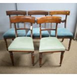 Five Victorian dining chairs, various.