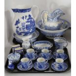 A selection of blue and white ceramic wares