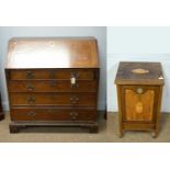 An Georgian bureau and an 19th C inlaid coal purdonium.