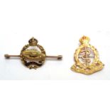 Two gold sweetheart brooches