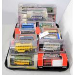 A collection of Corgi Original Omnibus Company diecast model buses.