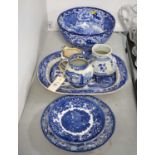 A selection of blue and white ceramic wares.