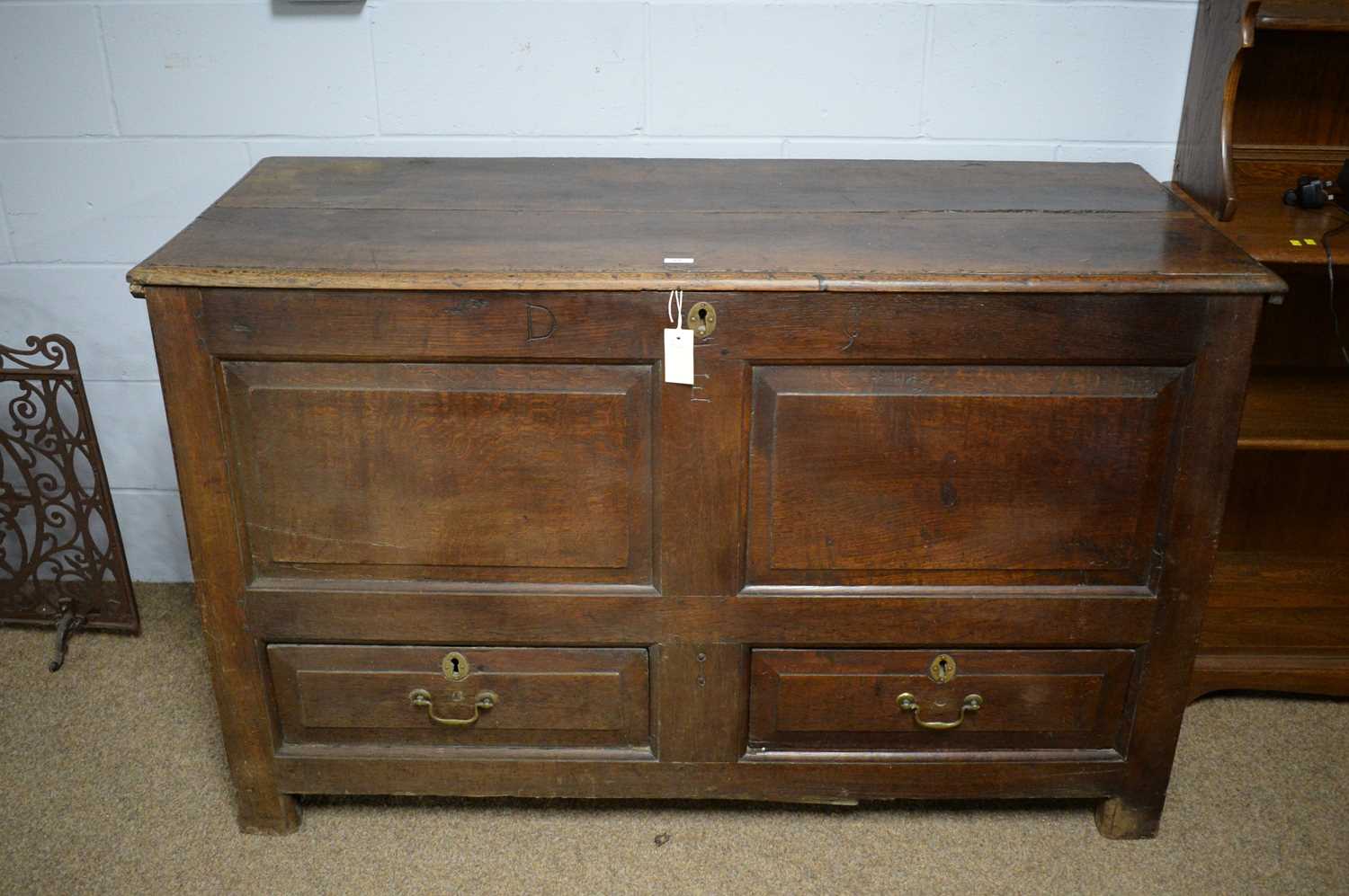 An 18th Century oak mule chest.