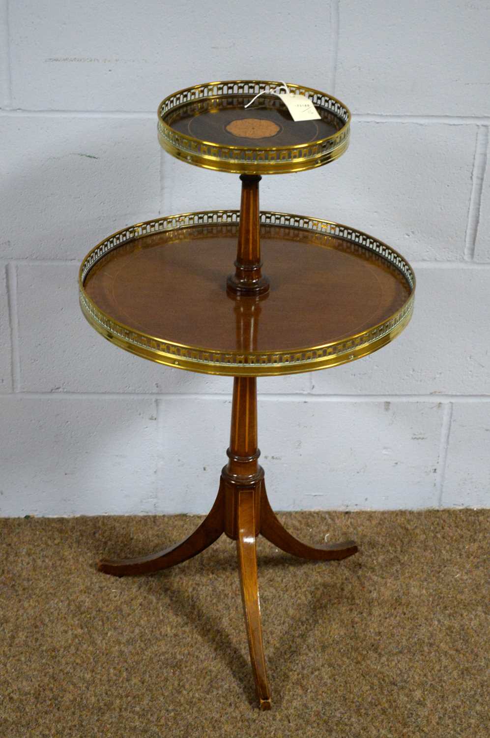 An attractive 20th Century inlaid mahogany two-tier occasional table.