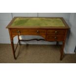 An Edwardian mahogany and satinwood banded writing desk, Ralph Johnson of Warrington label