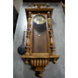 A Vienna-style beechwood wall clock c1900