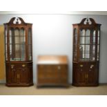 Tell City Chair Company: a pair of 'Tidewater Cherry' corner display cases