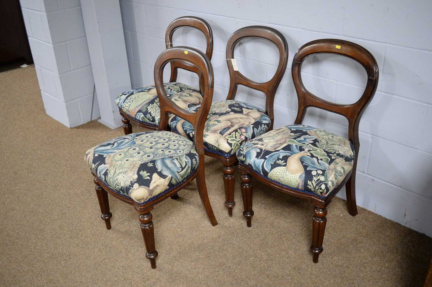 Four Victorian mahogany balloon-back dining chairs. - Image 4 of 4