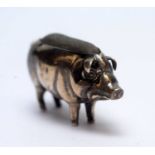 A silver pig pattern pin cushion, by Adie & Lovekin Ltd,