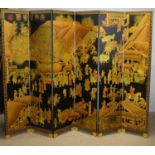 A large and decorative Chinese six fold screen
