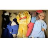 A selection of vintage teddy bears and toys