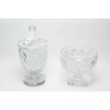 A cut glass pedestal urn vase' and a similar bowl