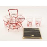 Mid century French glass set and stand, teapot stand