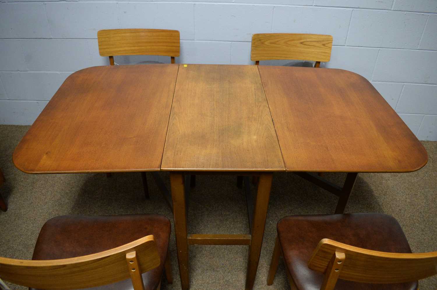 Mid Century teak writing bureau; dining table; and four chairs. - Image 7 of 7