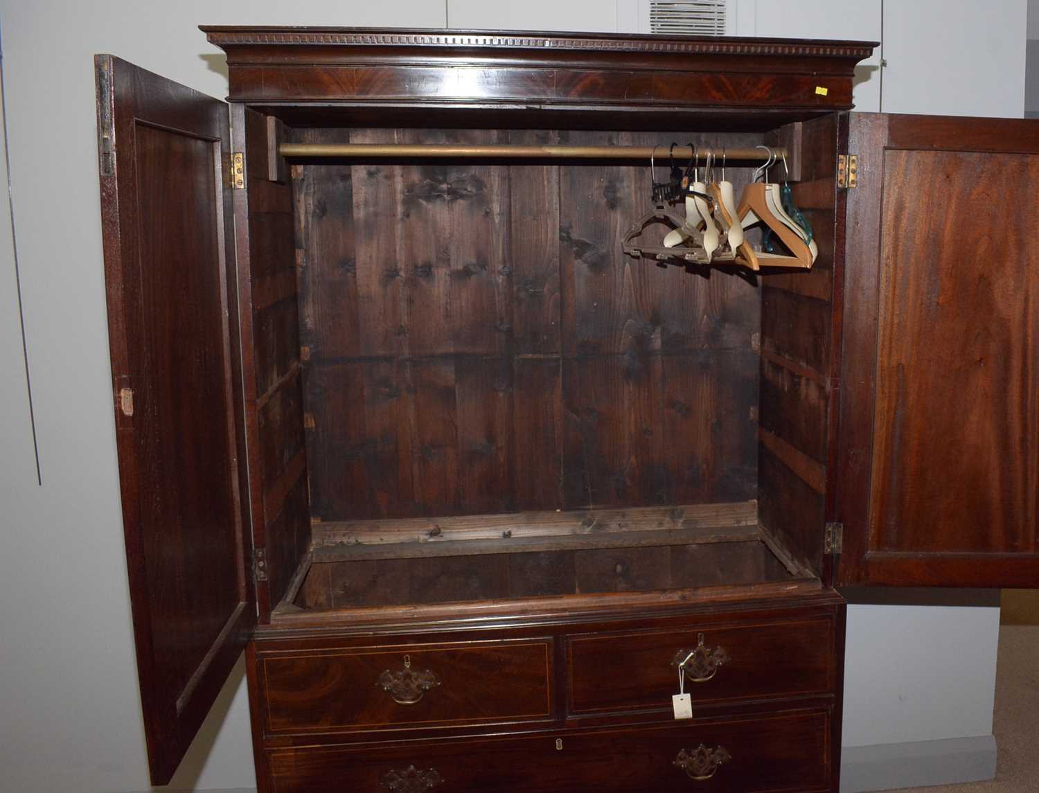 An inlaid mahogany clothes press. - Image 2 of 10