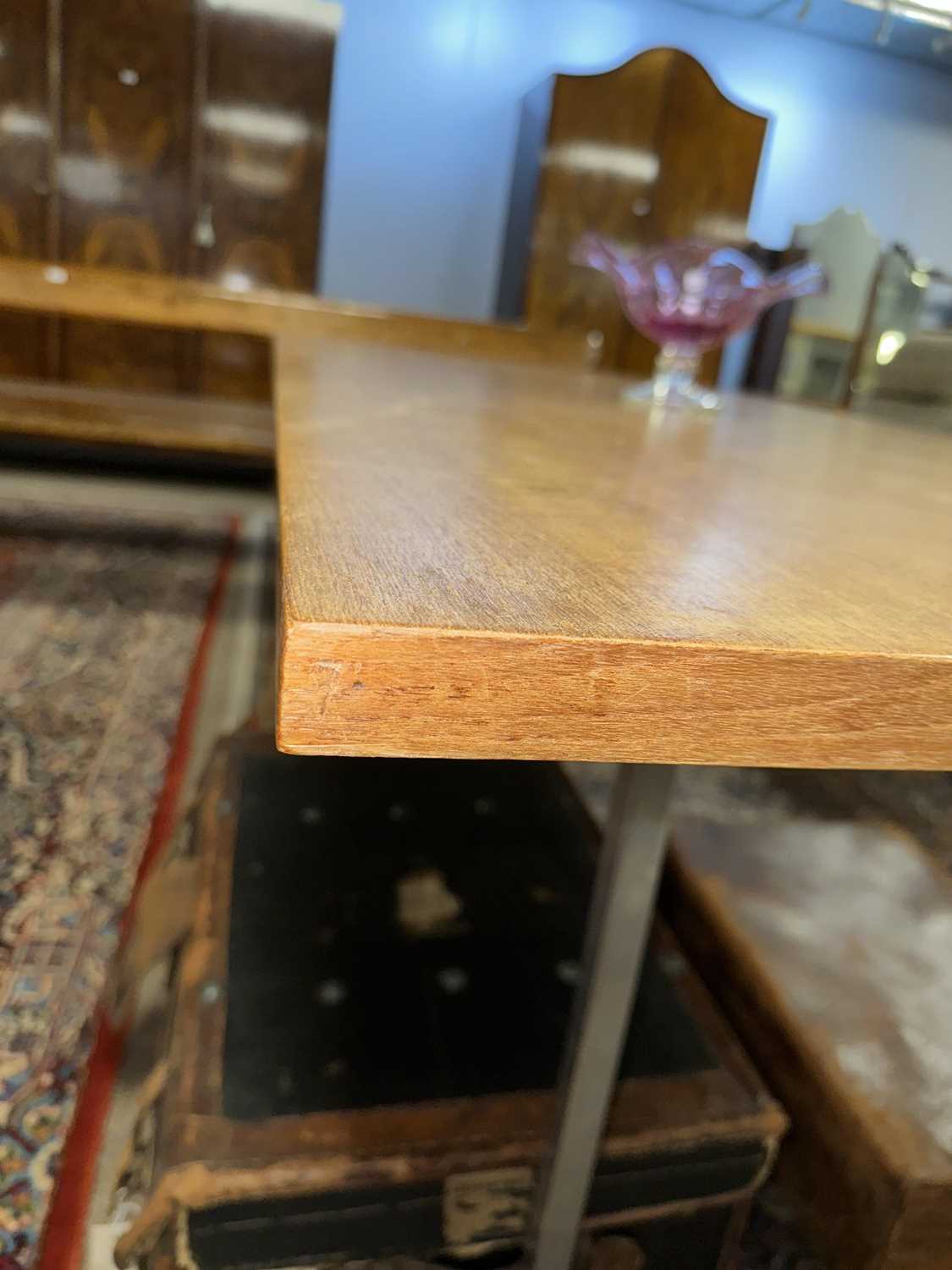 A mid-Century teak and brushed steel dining table. - Image 4 of 10