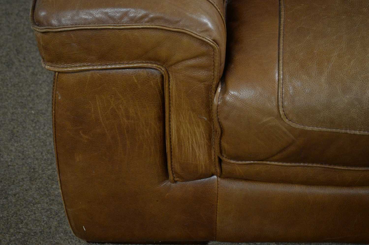 Land of Leather: a modern brown leather two-seater sofa. - Image 4 of 4