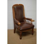 A substantial Victorian oak Gentleman’s armchair.