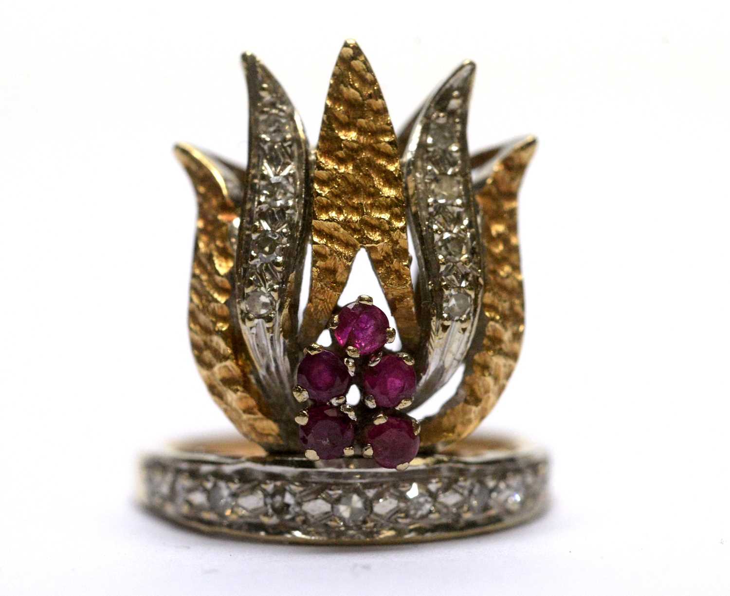 A ruby and diamond ring of flame design, - Image 4 of 4