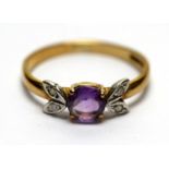 An amethyst and diamond ring,