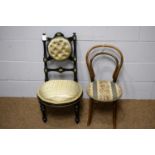 Victorian child's button back chair; and a child's Bentwood chair.