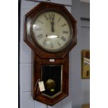 An American rosewood drop dial wall clock