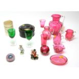 A selection of Victorian cranberry glass ware