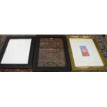 Two decorative picture frames; and an print in ornate frame.