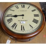 J. Dudley, Newport: a late Victorian mahogany wall timepiece.