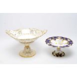 Royal Crown Derby pedestal cake plate; and another pedestal bowl